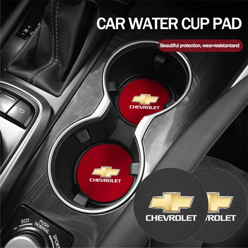2Pcs Car Coaster Suede Mat Water Cup Anti-slip Pad Auto Interior For Chevrolet Aveo Matiz Equinox Camaro Colorado Cobalt Beat SS