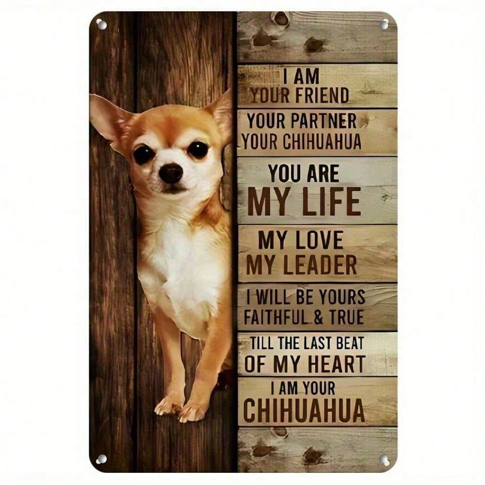 

Vintage Chihuahua Dog Metal Wall Sign Art, Funny Pet Lover Home Decor, Rustic Wood Plaque Indoor Outdoor Aluminum Weather-Resist