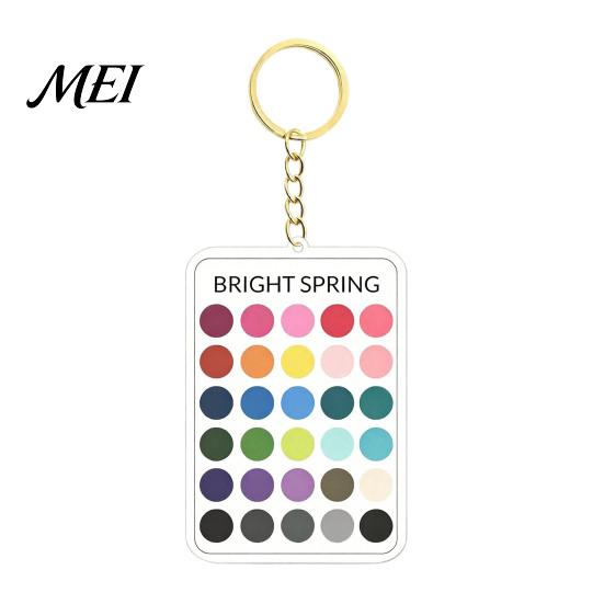 Makeup Color Guide 2Pcs Palette Keychain Pendant, Clear Acrylic Season Analysis Swatches Spring Summer Fall Winter Colors Keychain, Card, Gifts