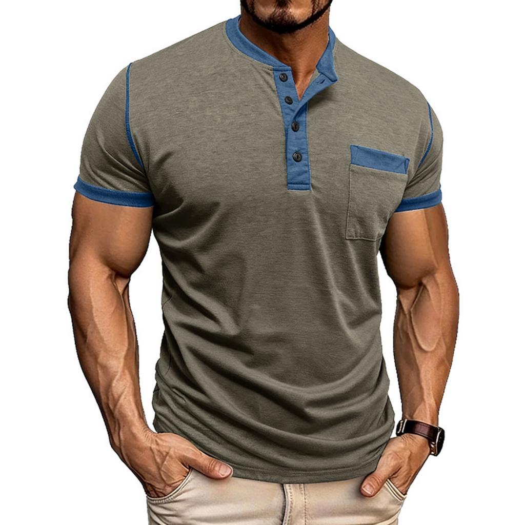 Men's Multi-color  Shirt Short-sleeved Casual Pocket T-shirt