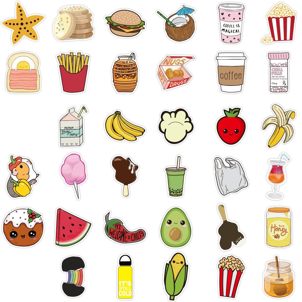 buy 100 pcs cute food stickers waterproof vinyl aesthetic trendy sticker for teens kids girls boys laptop notebook tablet phone car travel decals at affordable prices free shipping real reviews with