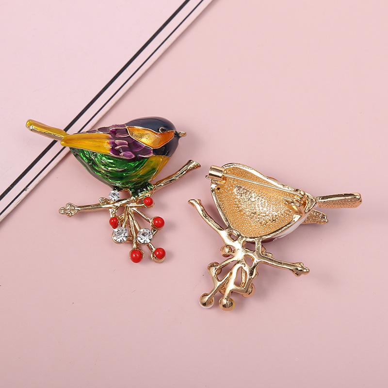 1Pcs Unisex Animal Pins Luxury Enamel Branch Bird Brooches For Women Casual Party Jewelry Accessories Gifts Decoration