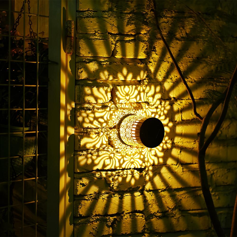 

1/2-pack solar datura wall lamps - hollow datura design, Outdoor Garden Decor Light, Iron Light for Yard, Party Gift 0-5W