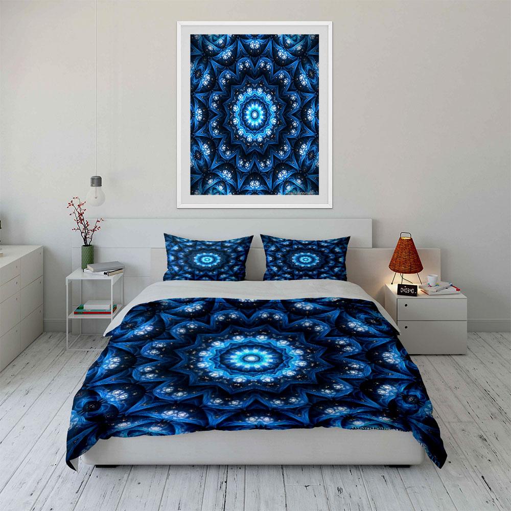 Elegant Blue Mandala Home Decor  Kid'S And Adults' Bedroom Decor, Exquisite Three-Piece Bedding Set Gift
