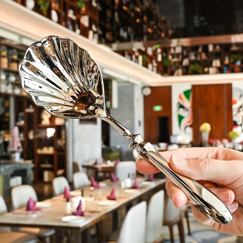 Professional Serving Spoon ,Heavy-Duty Soup Spoon with Elegant Shell Design, Mirror Polish Finish, Ergonomic Grip, for Home, Restaurants, Weddings