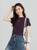 Xin Ge Burgundy Slimming Short-Sleeve High-Waist Women's T-shirt