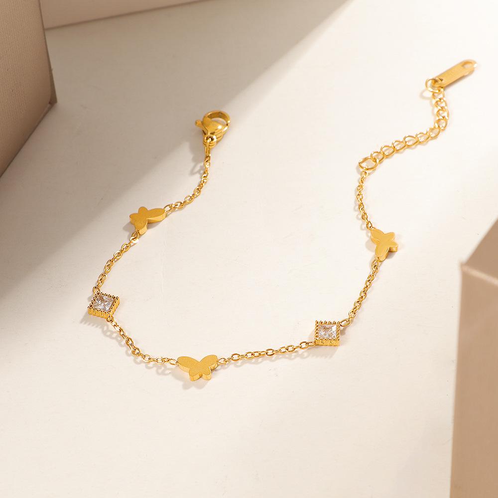 Women's Titanium Steel Rhombus Butterfly Bracelet: Durable, Light Luxury, High-End Design, Simple and Elegant.