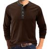 Retro Men'S Outdoor Loose Autumn Hoodie Casual Long Sleeved Henley Collar Top Shirt Cardigan