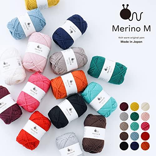 Knitworm Merino M Wolle, Mittelschwer, 40g, Ca.. 80m, Packung mit 8 Farben (1. Licht)