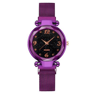 Montre pour femme à cadran ciel étoilé numérique montre pour femme quartz aimant fer paresseux aimant