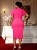Elegant Women Package Hip Bodycon Knee-Length Dress with Ruffled Short Sleeves Rhinestone Embellished Neckline Perfect for Evening Party