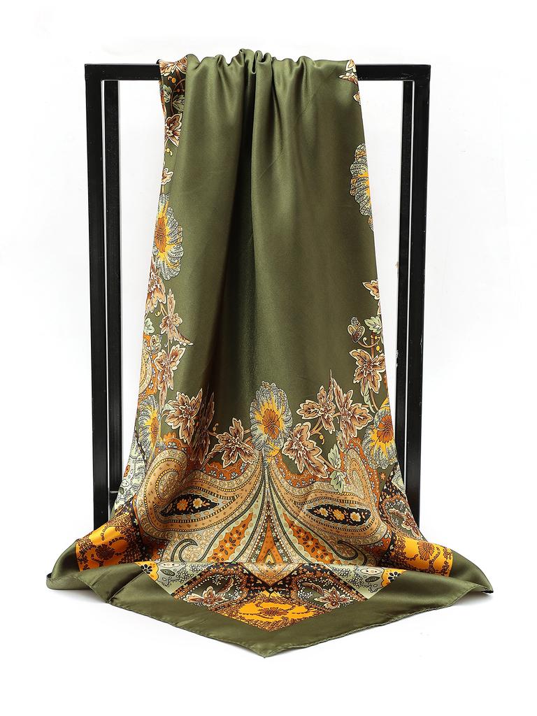 Eșarfe Pătrate de Mătase Femei Hijab Șaluri Print la Modă Batistă Femme Eșarfă de Cap Foulard Bandană Pareo de Plajă 90*90cm