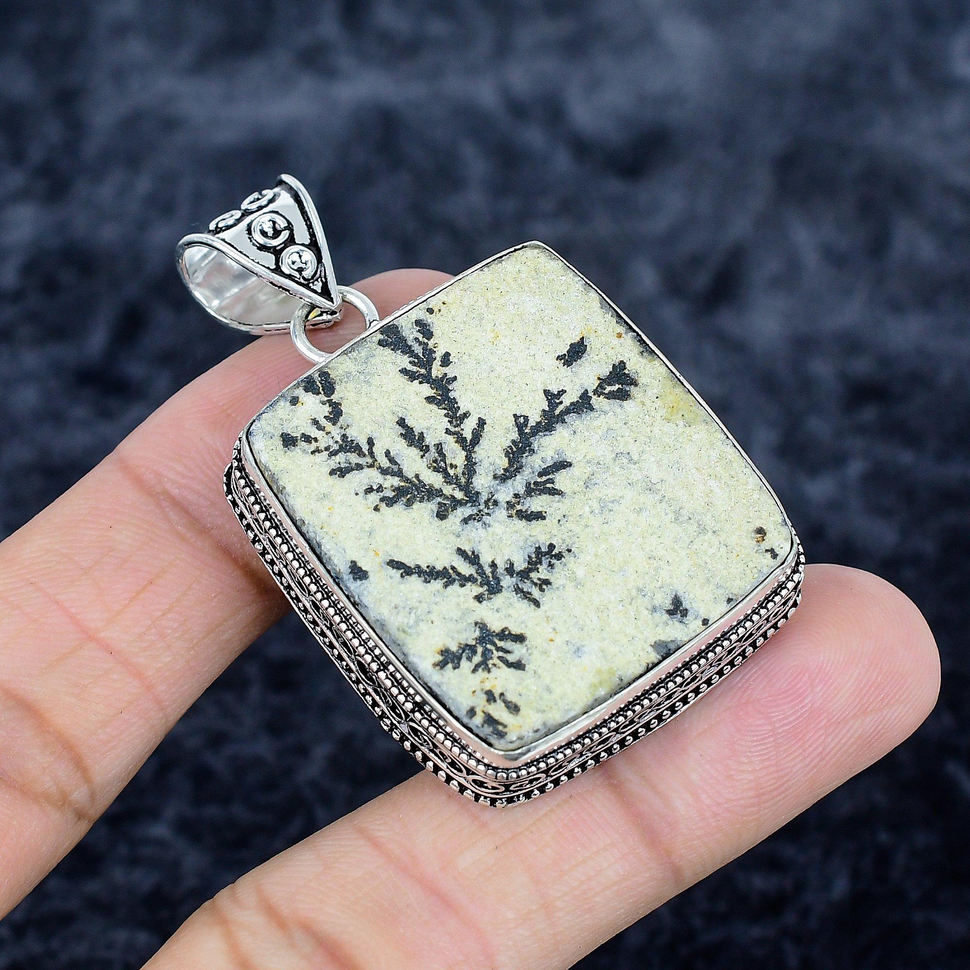 

Psilomelane Dendritic Gemstone 925 Sterling Silver Jewelry Pendant 2.13 MM-3393