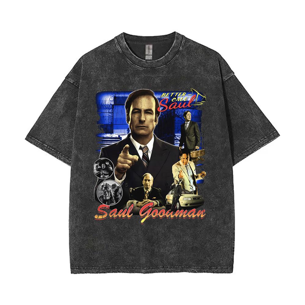 Washed Vintage TV Show Fan Men Women Breaking Bad Heisenberg and Jesse Pinkman Graphic Tshirt Better Call Saul Print T Shirts