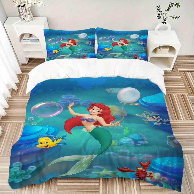 Mermaid Friends Underwater Print 3Pcs Bedding Setduvet Cover With 2 Bedropillowcase Home Birthday Gift