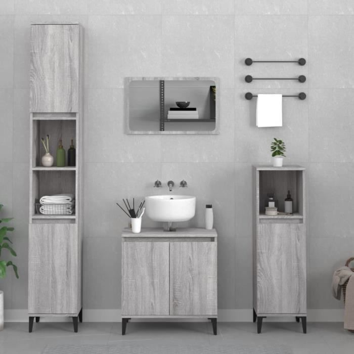 VidaXL Ensemble de meubles de salle de bain 3 pcs Sonoma gris 3185595