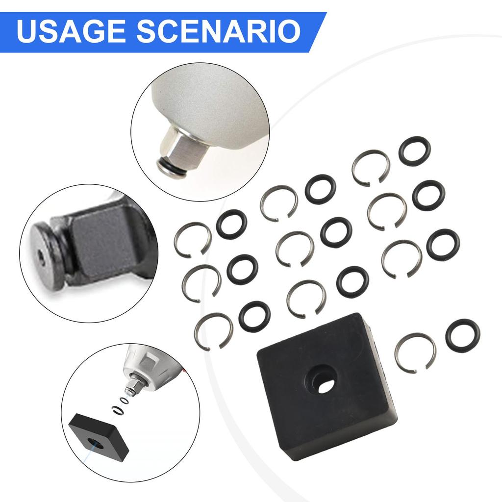 Wrench Retaining Ring Clip Set with O Rings Compatible with Pneumatic Use