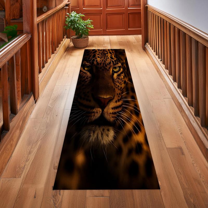 

Dynamic Wild Tiger Long Runner Rug Realistic Walking & Splashing Print Soft Washable Non-slip Mat for Hallway Corridor 40X120CM