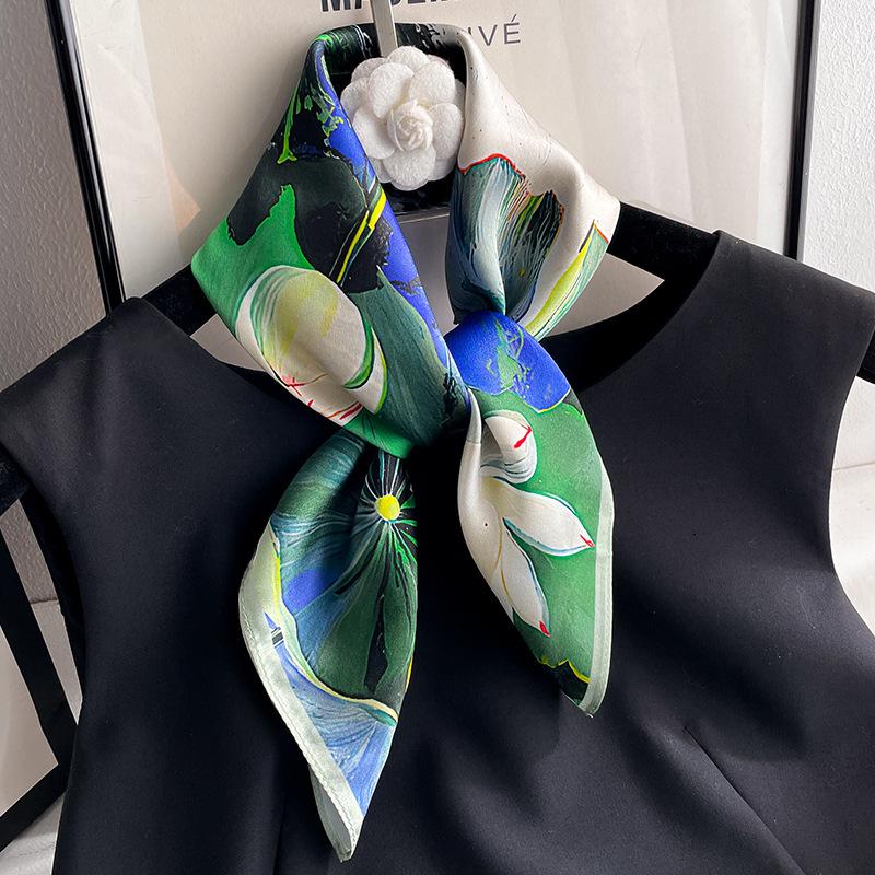 100% Silk Scarf Women Square Floral Neck Shawls Wraps Foulard Scarves Pashmina Neckerchief Female Hijab Bandana Bufanda Poncho