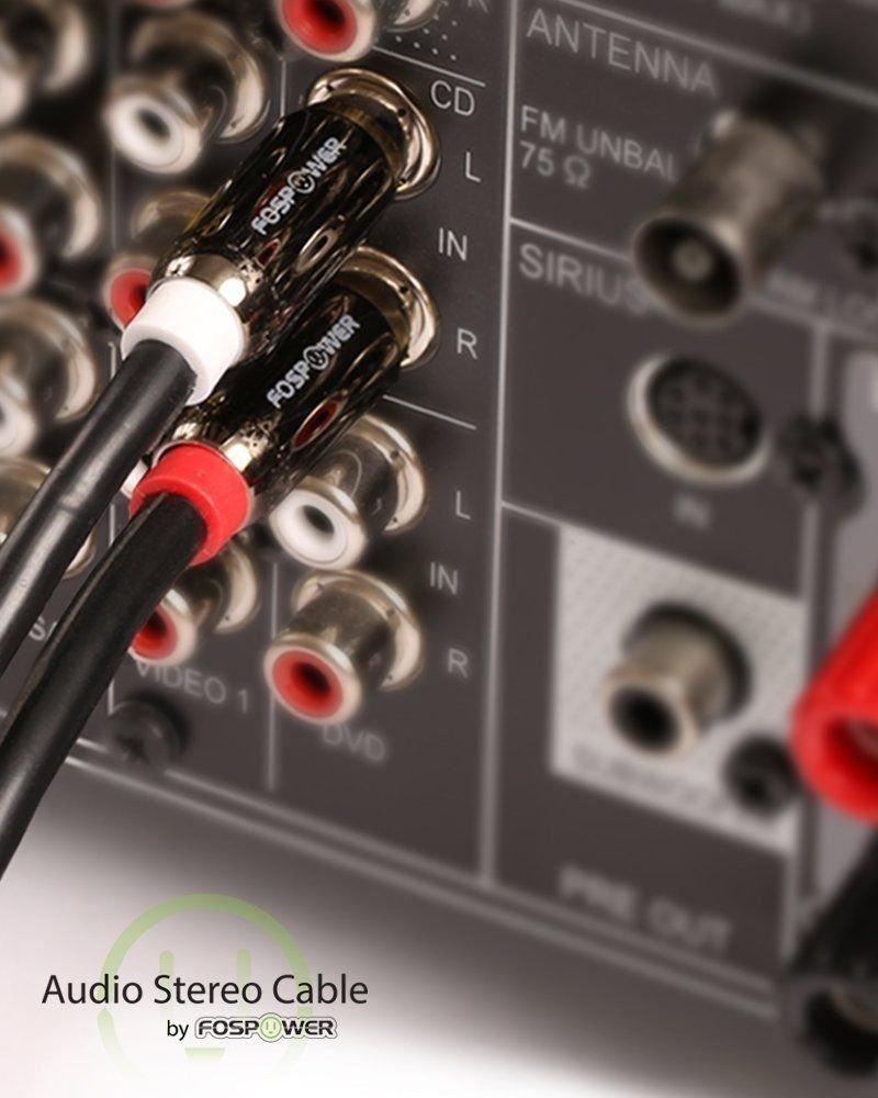 FosPower 2RCA to 2RCA Stereo Audio Cable Connectors Copper (7.5m) (Red/White) (Male-Male) [24K Gold-Plated Core]