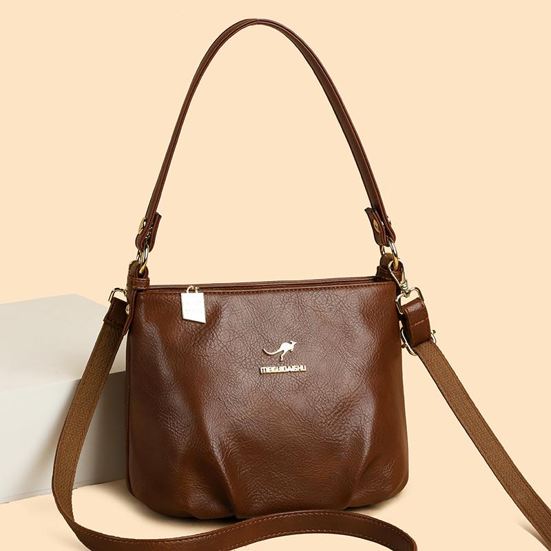 Borsa a Spalla Vintage da Donna in PU Grande Capacità Borsa a Tracolla Piccola Quadrata
