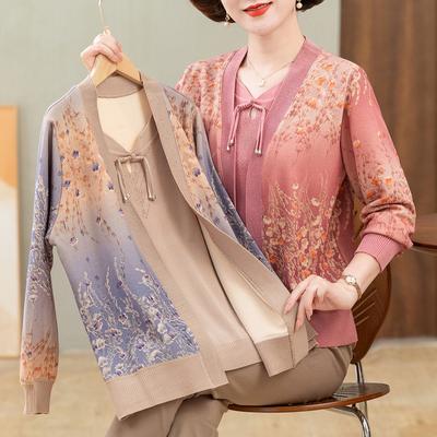 Neuer Stil für Mütter mittleren und höheren Alters mit Pullovern, Oma, Frühlings- und Herbstpullovern, Oberteile für Frauen mittleren Alters, Herbstkleidung