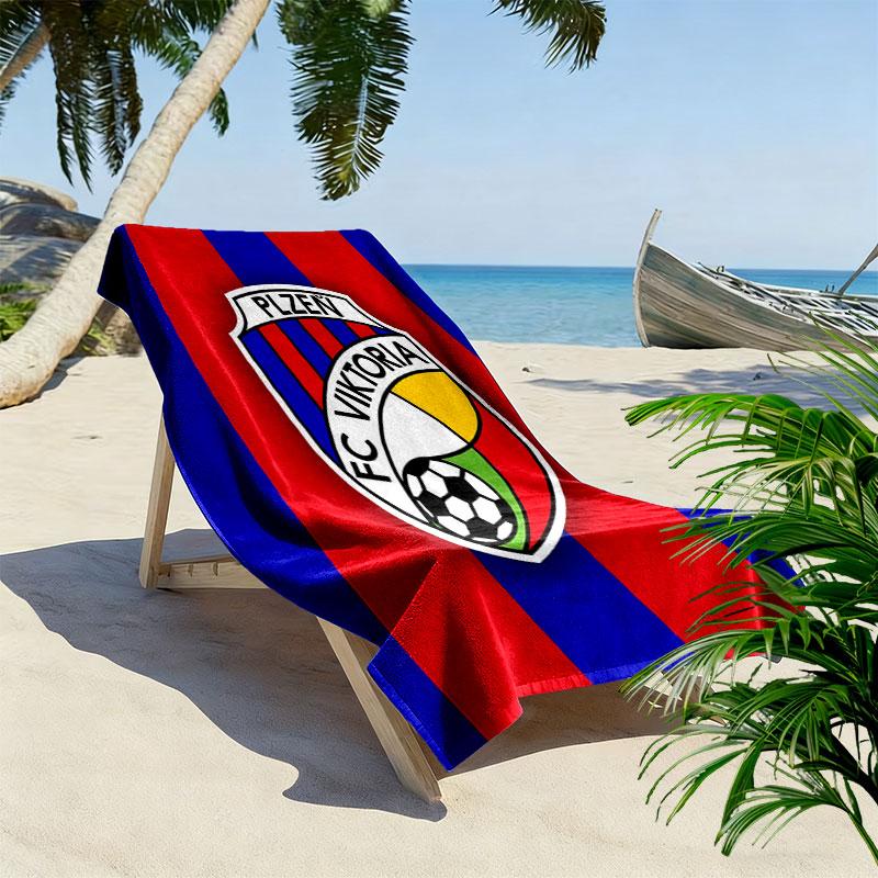 FC Viktoria Plzeň Print Beach Towel, Large Soft Quick Dry Towel for Beach Camping Swimming