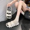 2025 Summer New Fashionable Outer Wear Versatile Thick Bottom Non-slip One-word Drag Breathable Women's Cool Slippers Women