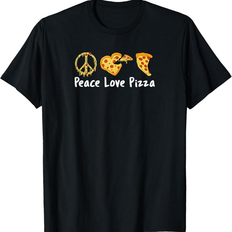Peace Love Pizza Funny T Shirt - Men s Summer Cotton Graphic Tee S разноцветный