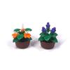 Potted garden plants small particles mosaic assembly building block toy leaves small flowers landscape ornament