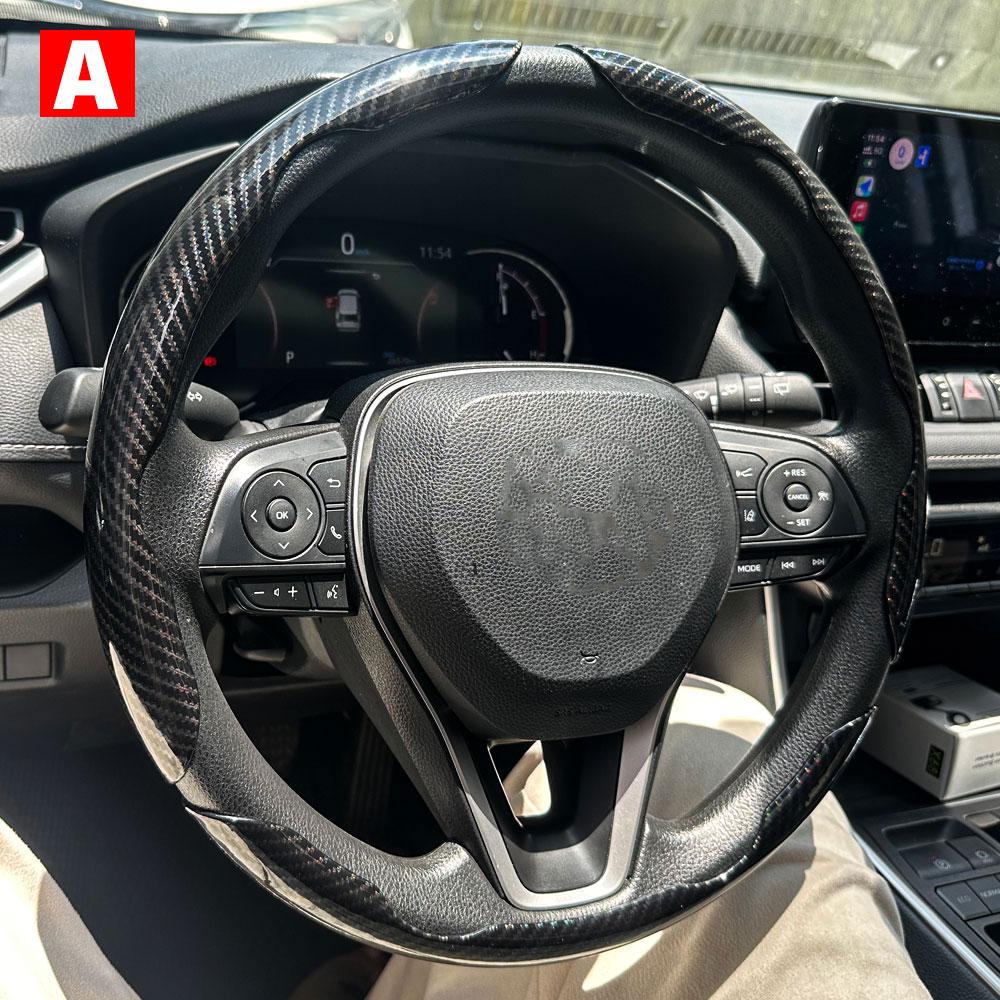 1Pair Car Steering Wheel Covers Booster Micro Fiber Leather Auto Interior Decorative Accessories Universal Carbon Fiber Looking
