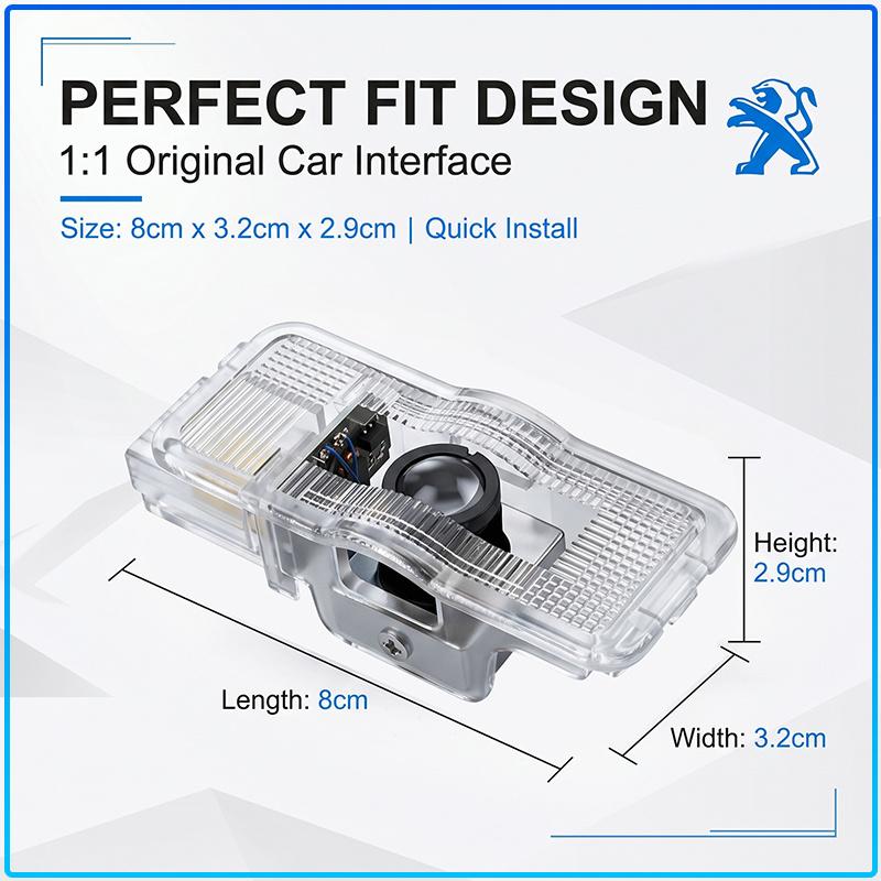 2pcs HD Led Welcome Light Car Door Projector Lamps Car Accessories For Peugeot 107 108 206 207 208 301 307 308 405 406 407 408 508 807 2008 3008 4008