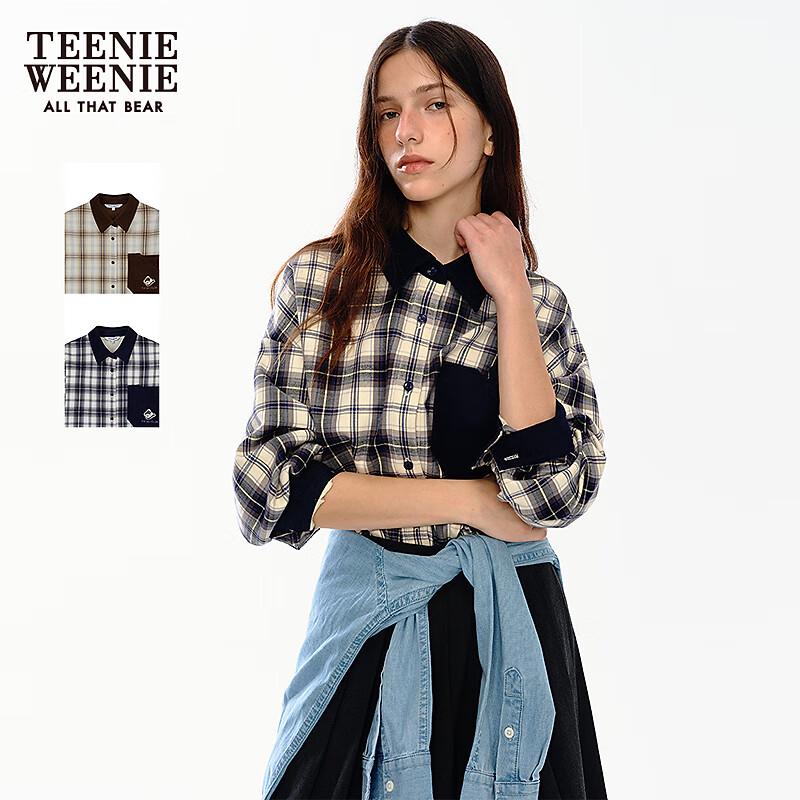 Teenie Weenie Women s 2025 Autumn Color-block Plaid Long Sleeve Shirt M