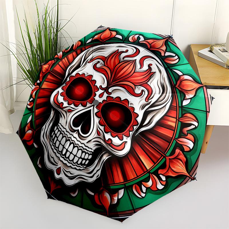 Day of the Dead Sugar Skull Stained Glass Wall Art Decor Umbrella, Christmas Gift Y173