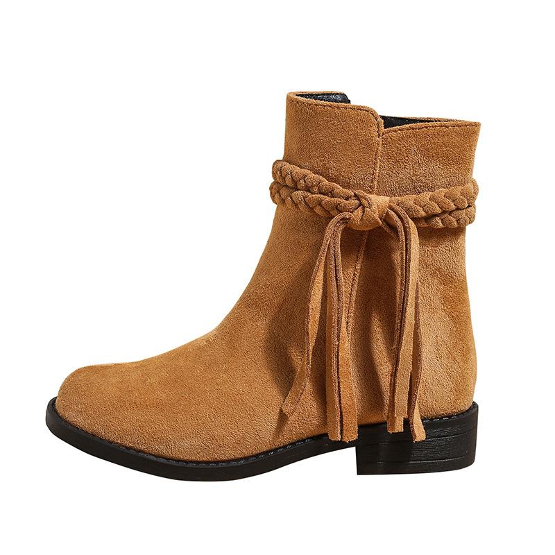 2026 new winter children s little girl older children s suede children s short boots Martin boots women 26 (inner length 17.6cm) коричневый