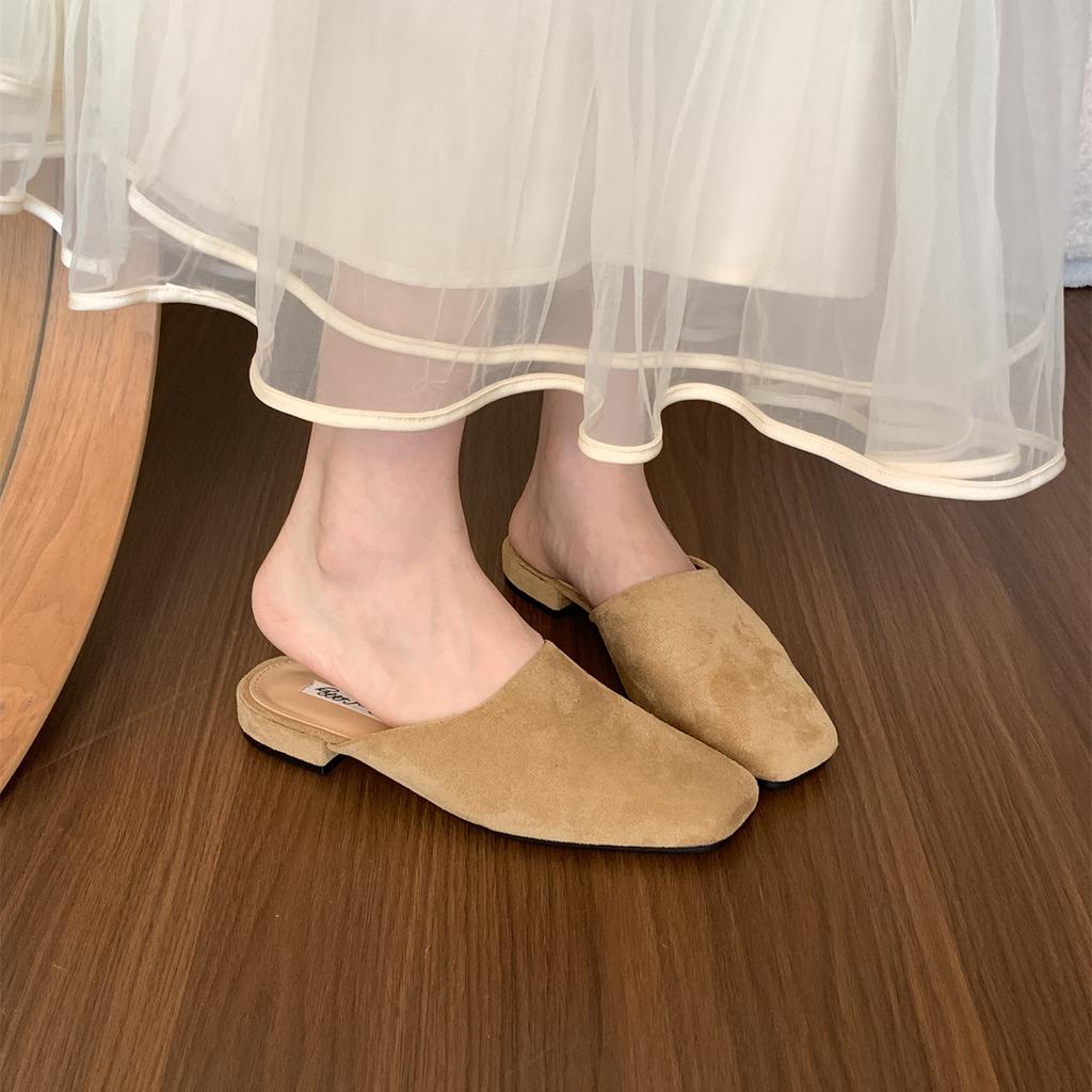 Zapatillas de Mujer Marca Bailamos Moda Zapatos Muller de Punta Cuadrada Tacón Bajo de Lujo para Señora Zapatillas de Exterior Moda Verano Chanclas Versátiles