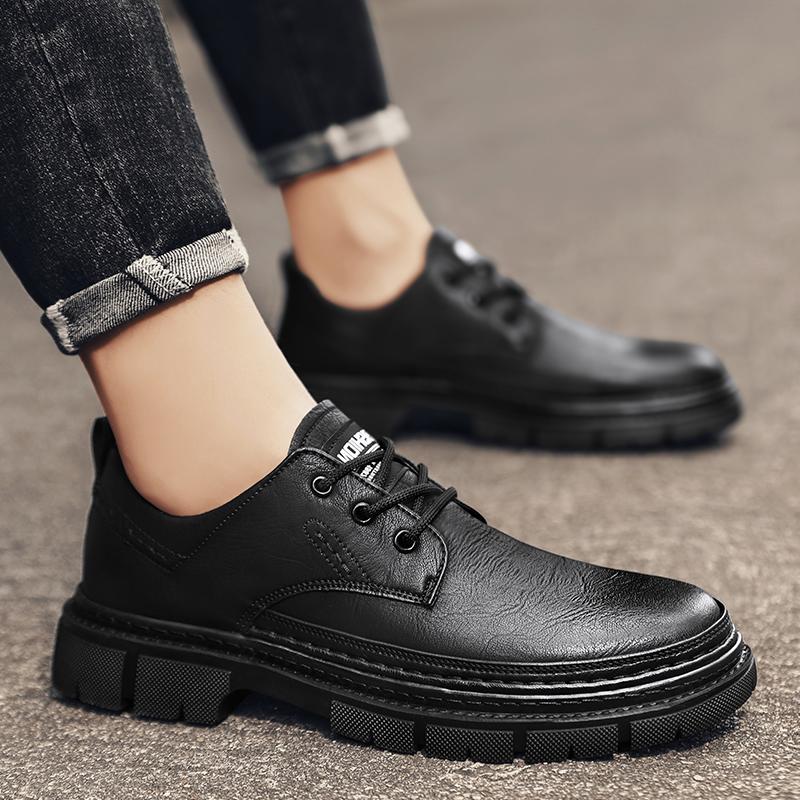 Fashion British Style Men's Workwear Shoes Versatile High-quality Leather Casual Shoes Anti Slip Wear-resistant Men's Business Shoes