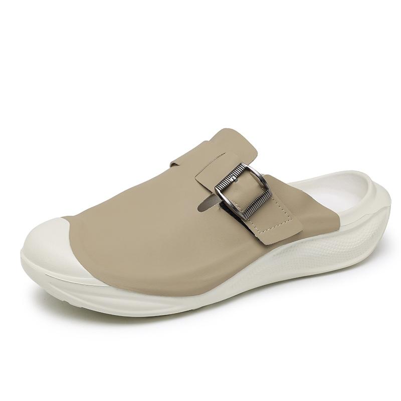 Leather Backless Loafers Slippers Half Shoes for Men Mules Men Casual Shoes Outdoor Man Slides Men's Flats Non-slip Lazy Shoes