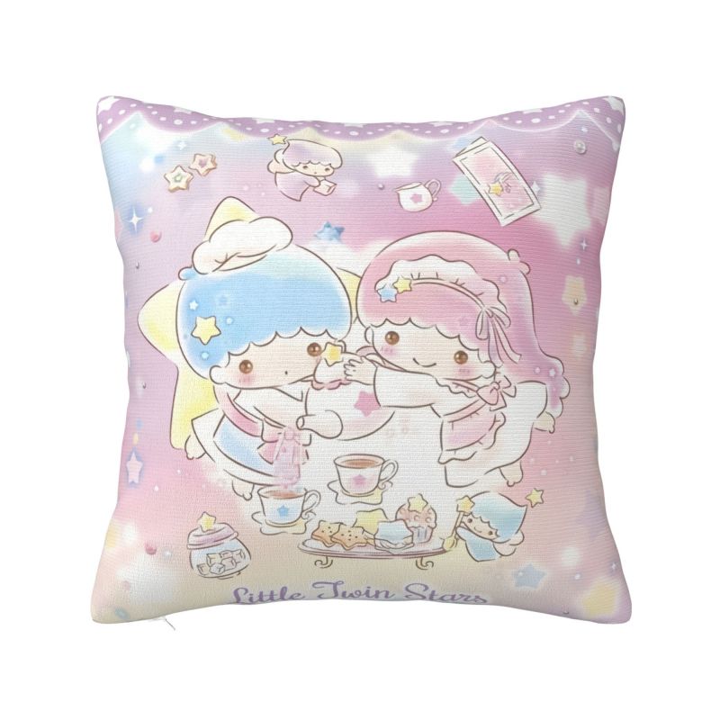 Sanrio Little Twin Stars Anime Cover 45x45cm Soft Lala Cartoon Kiki Cute Throw Pillow for Sofa Square Pillowcase Decoration