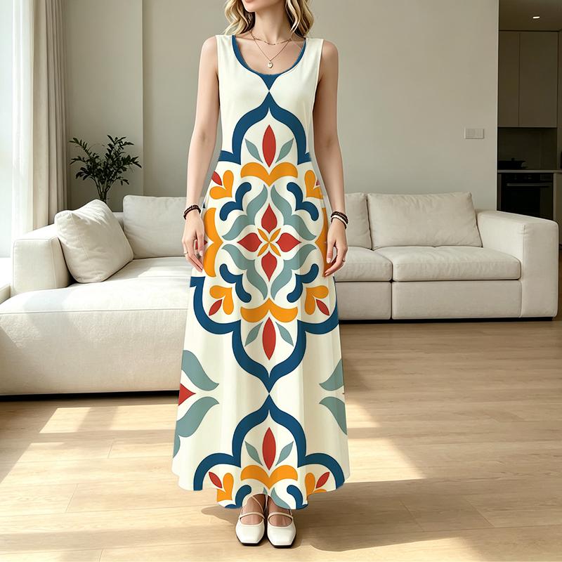 Women's Bohemian Sleeveless Maxi Dress,Summer Lightweight Flowy Versatile for Vacation & Casual Wear