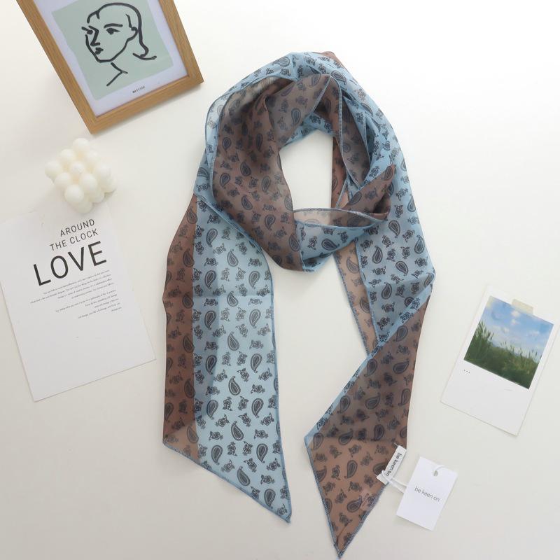 2025 Nische Persönlichkeit Colorblock Seidenschal: Vielseitiges und modisches dünnes Krawattenband-Accessoire für Damen