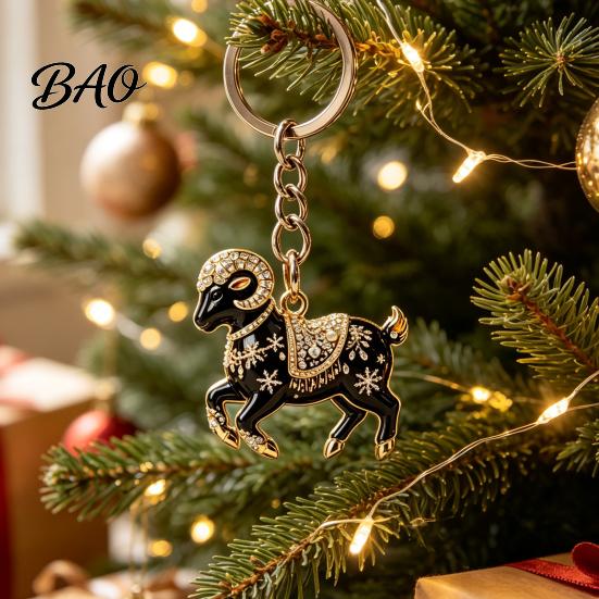 Sheep Accessory Acrylic Black Keyhcain, Goat Shaped Car Key Cartoon Keychain Ring Pendant, Backpack Handbag Charm Hanging Decoration