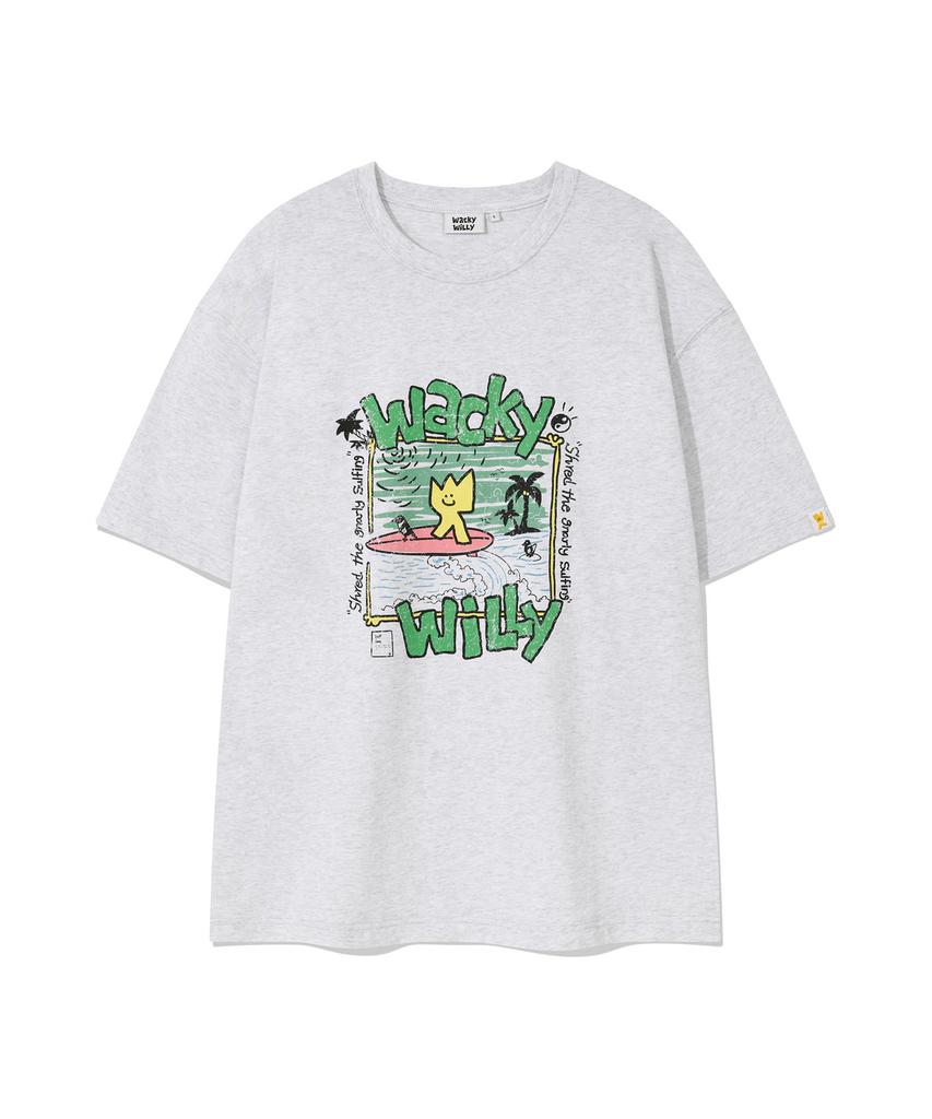 WACKY WILLY Kiki Vacation Graphic Short Sleeve T-Shirt Light Grey