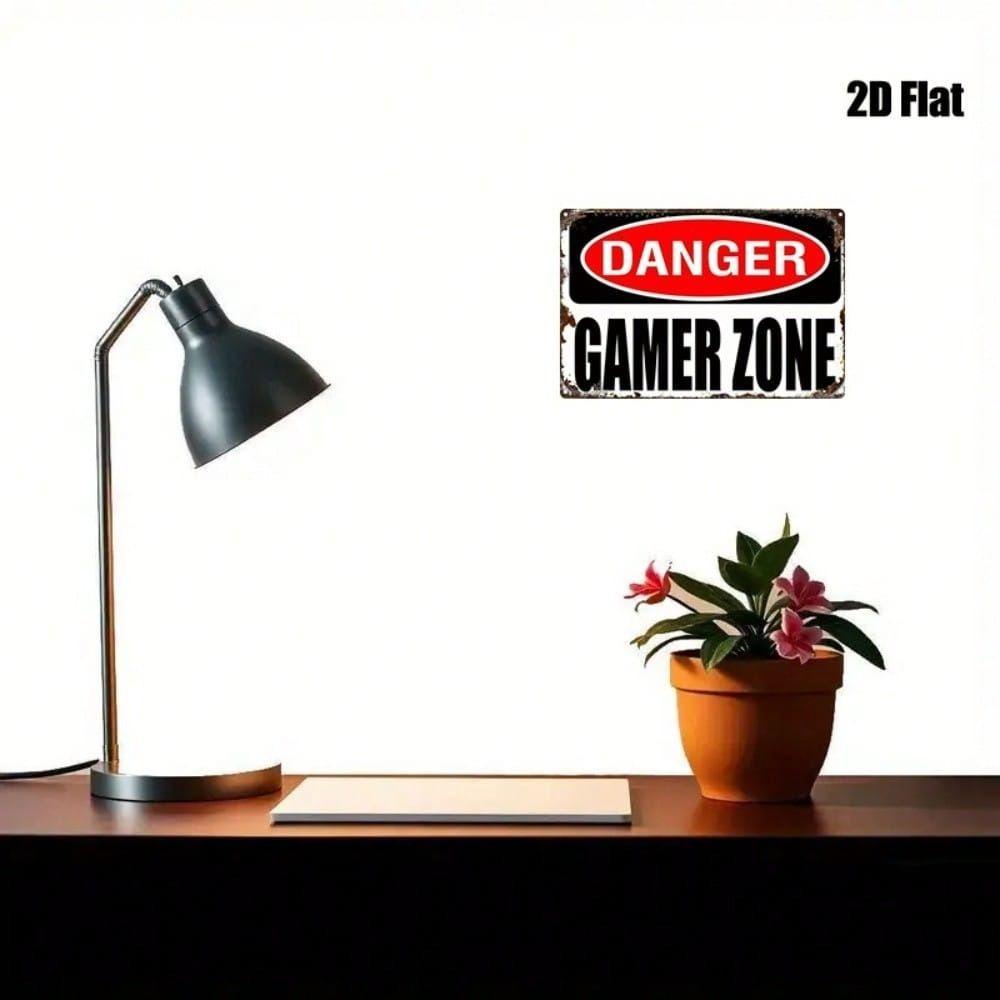 Gaming Zone Metal Wall Art Retro Arcade Sign Decor