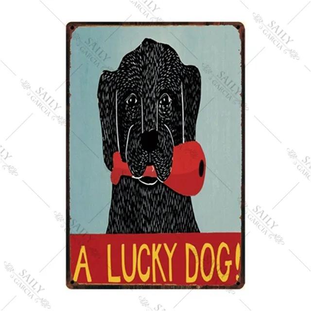 Dog Rules Metal Print Plates Lovely Bulldog Boxer Beagle Great Dane Metal Tin Sign Poster Vintage Pub Bar Sign Man Cave Plaques