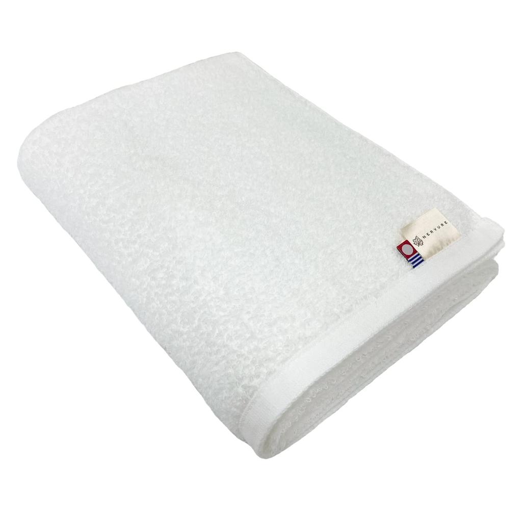 Imabari Lien Bath Towel, Off-White, 1 Piece, Fluffy, Soft, Highly Absorbent, Medium-Weight, Premium, Solid Color, Loosely Twisted, Made In Japan