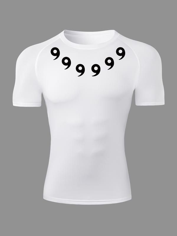 2D printed T-shirt men's summer two-piece sportswear running T-shirt elastic quick-drying sports top sports fitness shirt men's