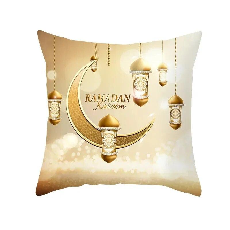 Islamic Eid Mubarak Decorative Pillowcase Home Decor Sofa Cushion Cover Ramadan Cotton Mosque Muslim Pillowcase 45X45CM