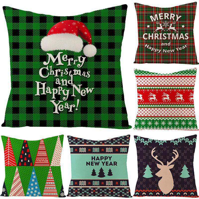 Linen Christmas Pillowcase Home Christmas Sofa Pillowcase Christmas