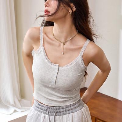 Koronkowy top halter, Nowy top wewnętrzny z czystej bawełny z wysokim stanem dla kobiet na lato